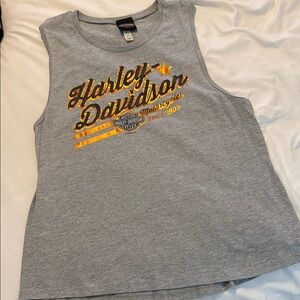 Harley-Davidson Gray Tank with Gold Logo